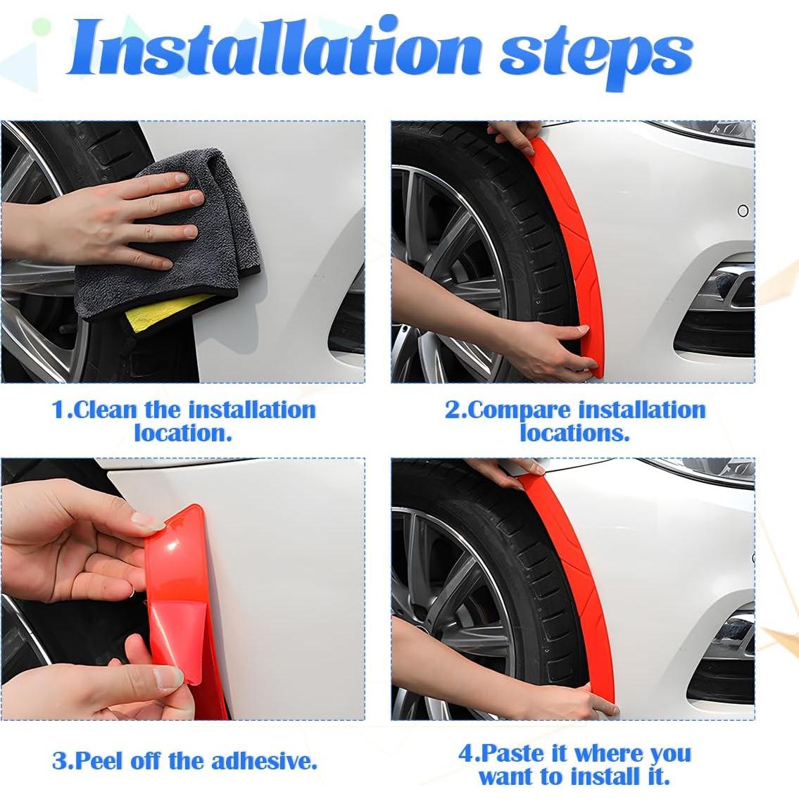 BESULEN Tiras de Cejas de Neumáticos Auto 2 Piezas Negro