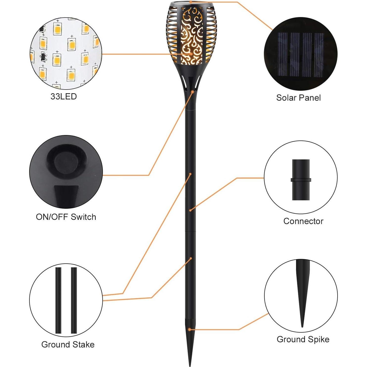 Luz de antorcha solar Permande 8 paquetes con llama danzante