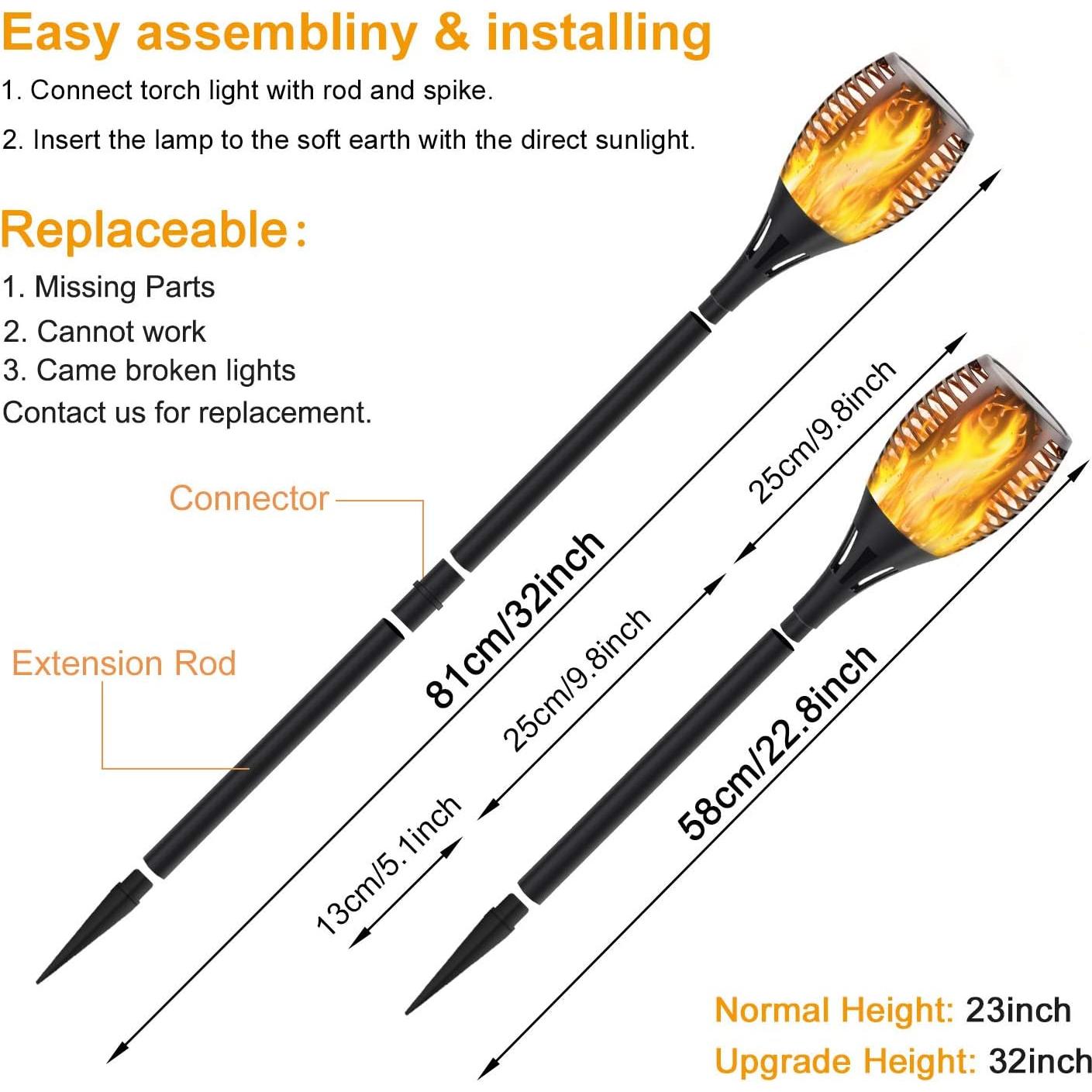 Luz de antorcha solar Permande 8 paquetes con llama danzante