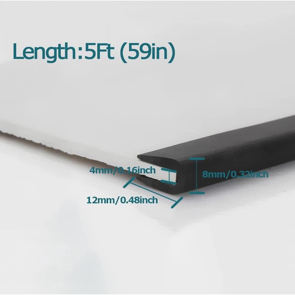 Bisel de borde de goma Tintvent 5 pies negro PVC y goma