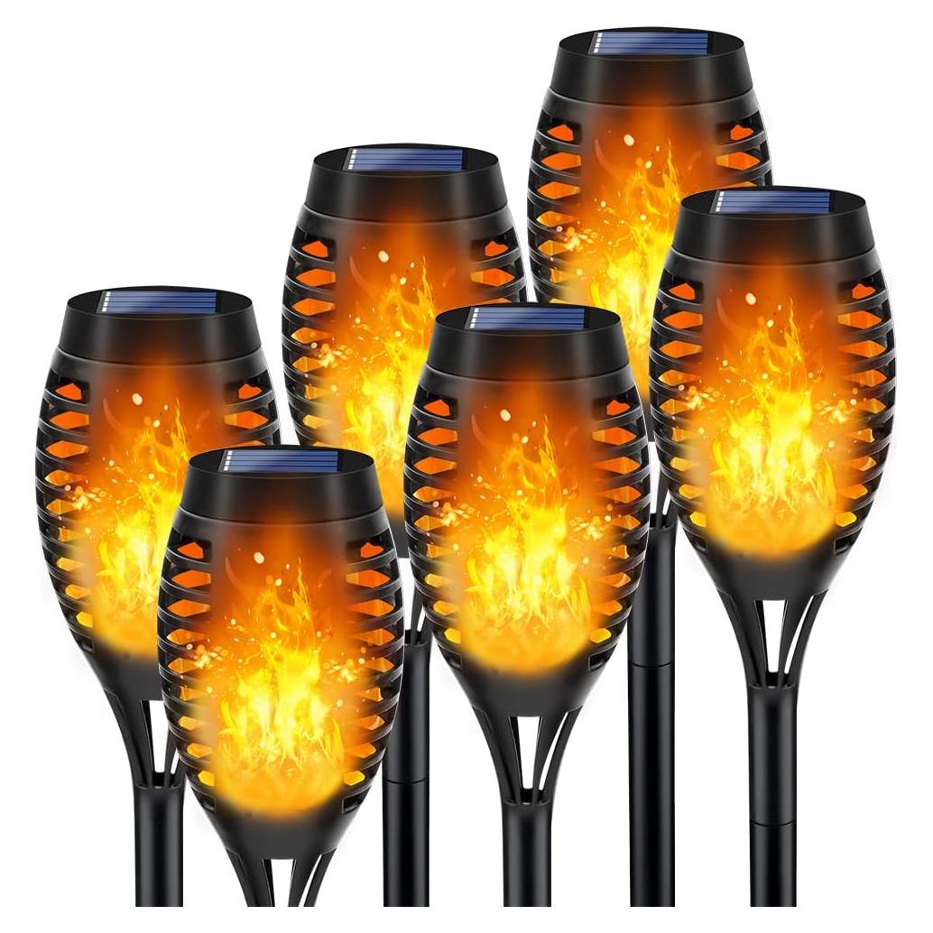 Luces Solares de Antorcha LNRYY, Paquete de 6, Impermeables