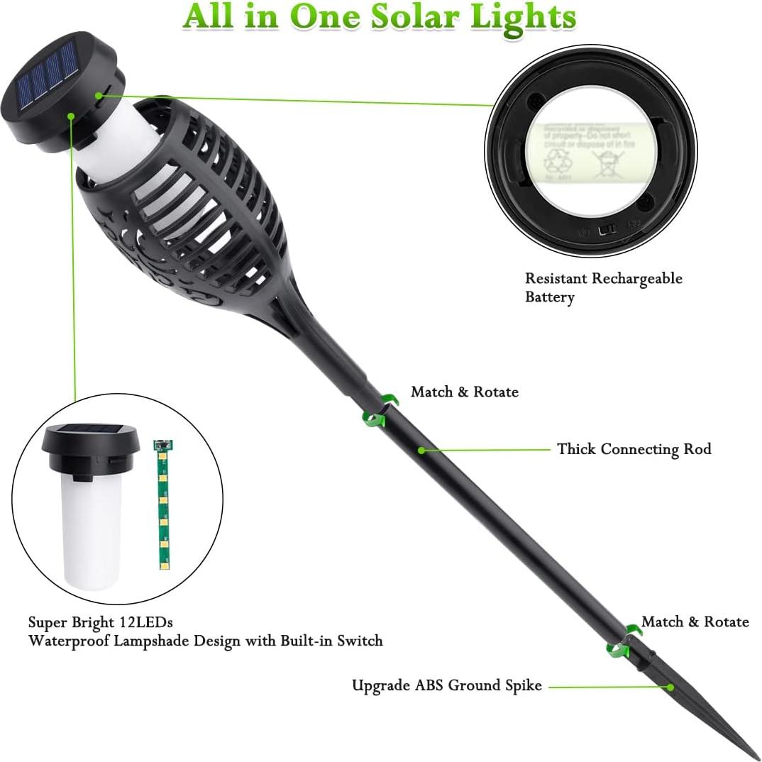 Luces Solares de Antorcha LNRYY, Paquete de 6, Impermeables