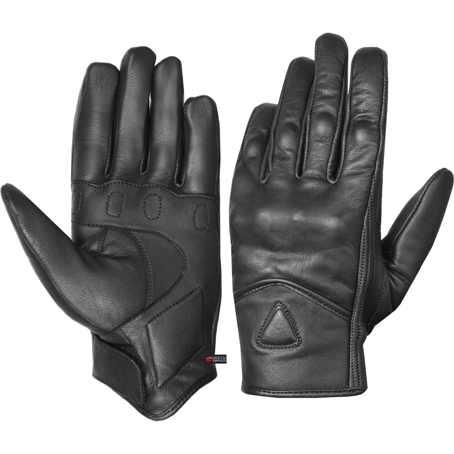 Guantes de Cuero Jackets 4 Bikes G57 Negro para Motocicleta