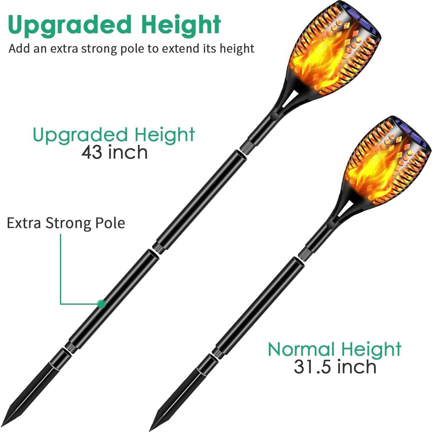 Antorchas Solares TomCare 4 Piezas 109 cm Llamas LED