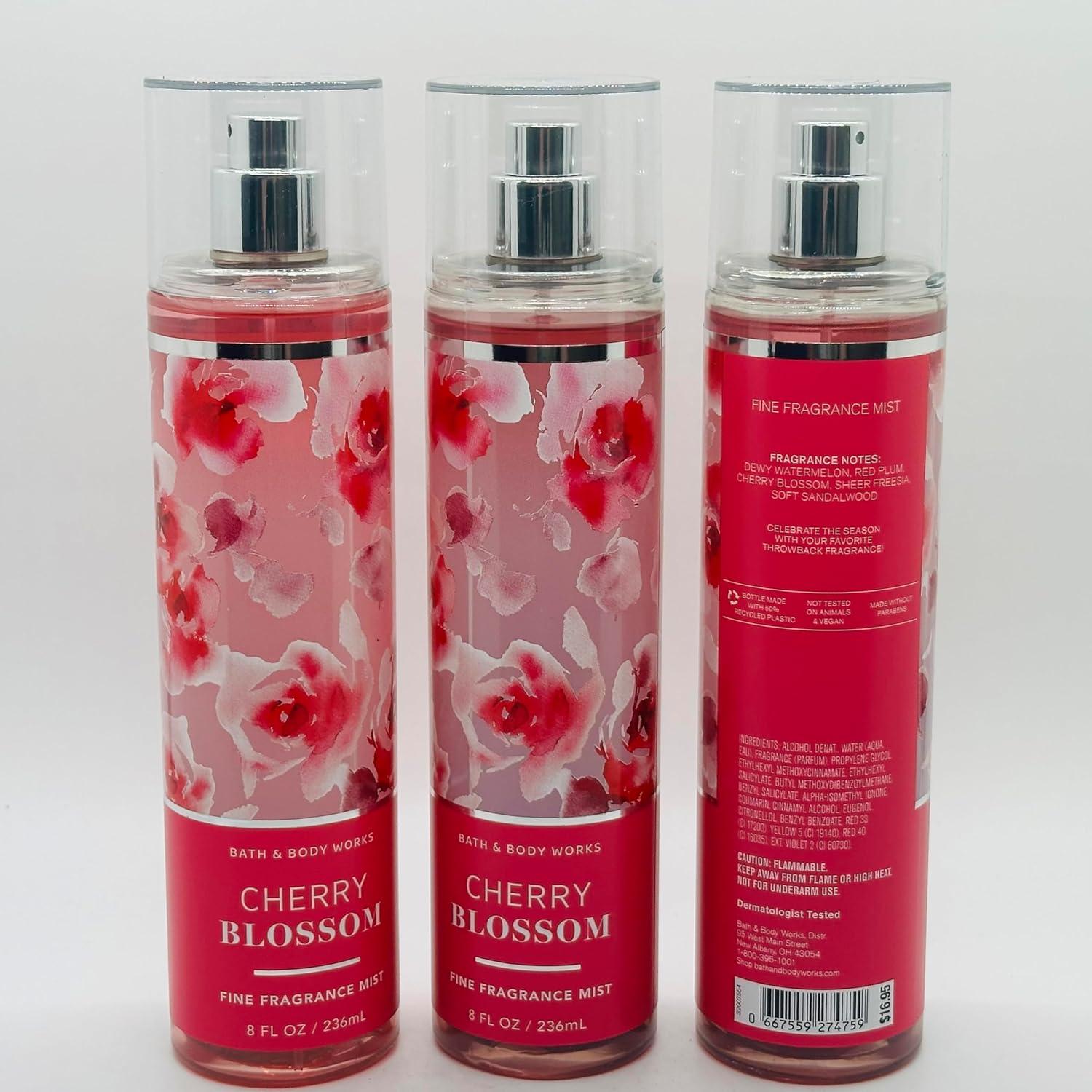 Lote de 3 Mist de Fragancia Cherry Blossom Bath & Body Works 236ml