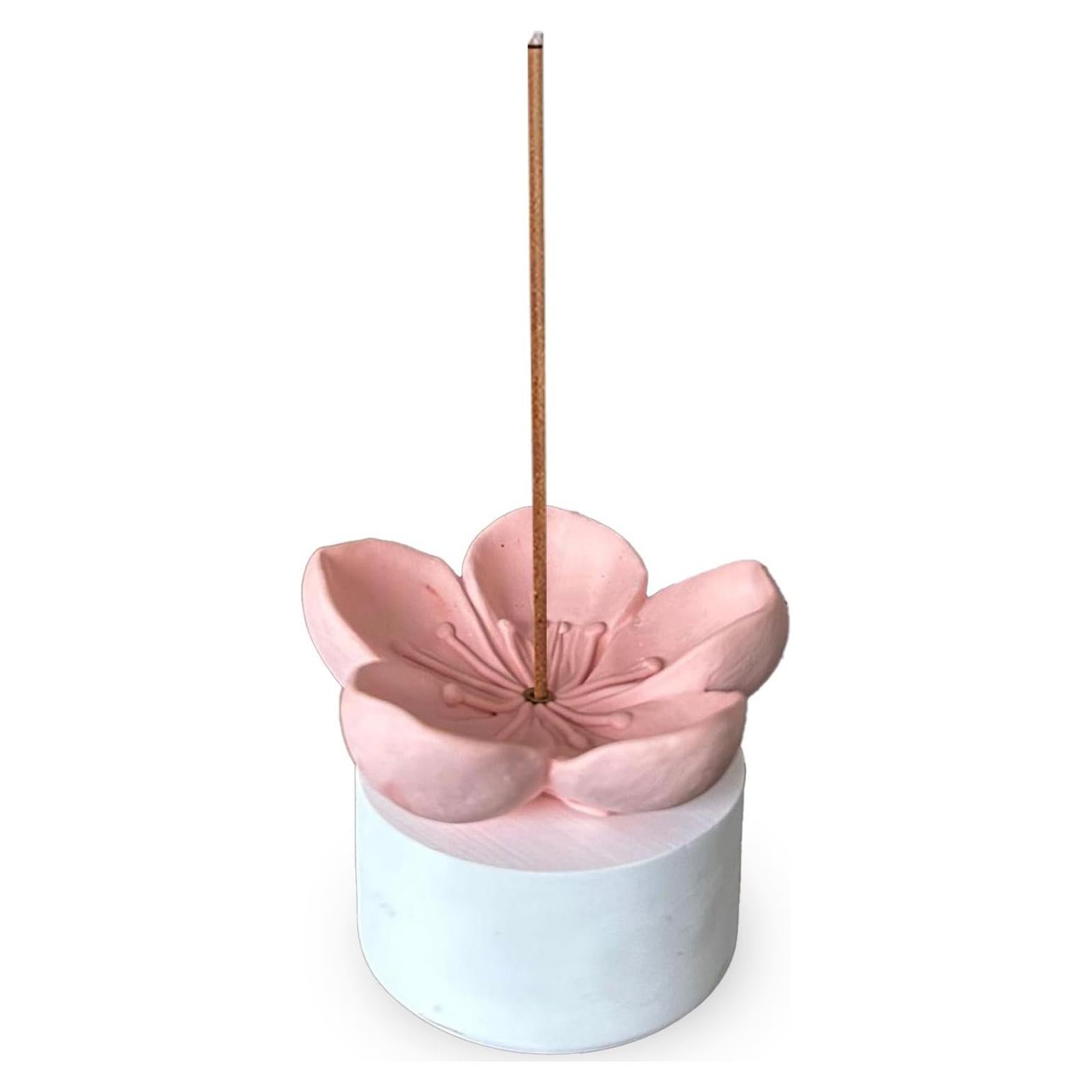 Soporte de Incienso Riadyet Flor de Cerezo Yeso Rosa 7.5cm