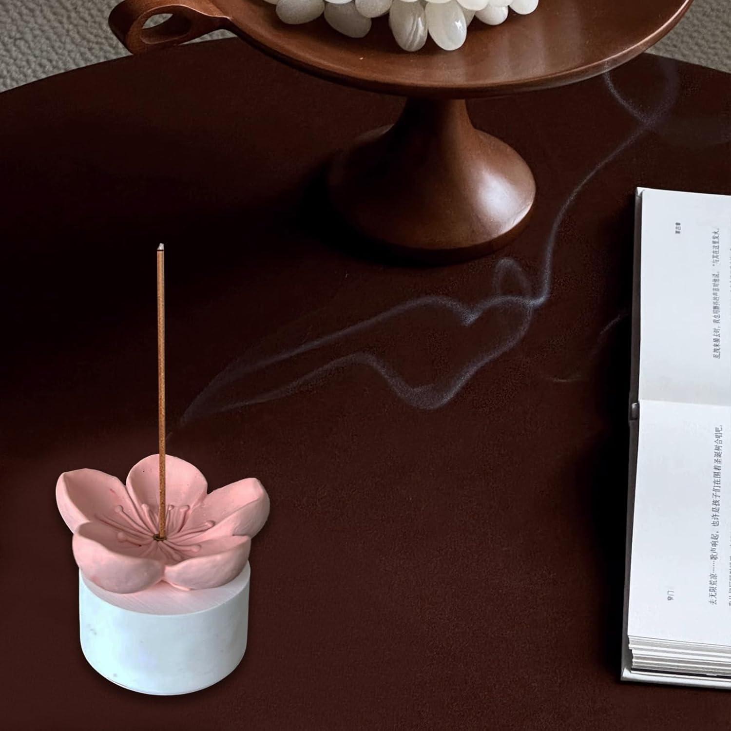 Soporte de Incienso Riadyet Flor de Cerezo Yeso Rosa 7.5cm