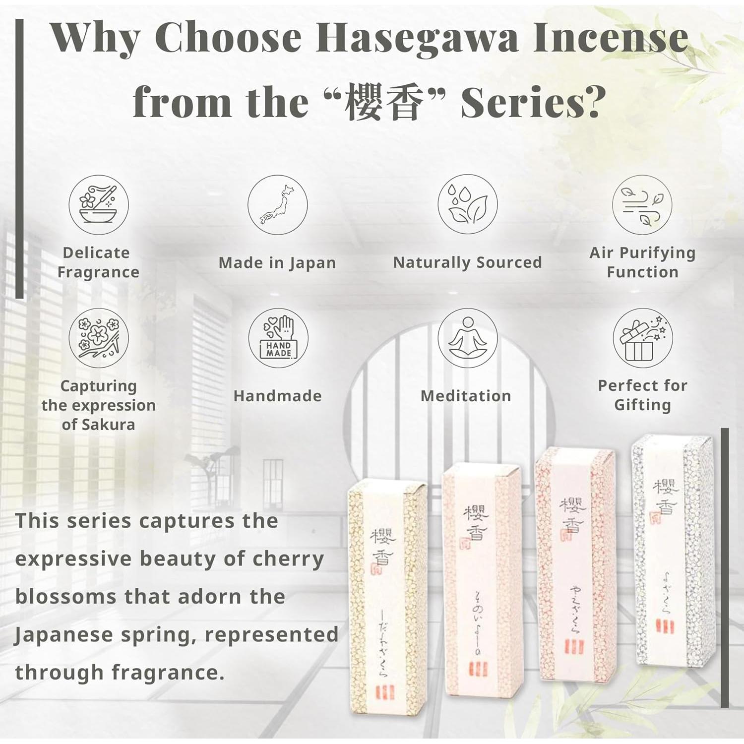 Conos de Incienso Hasegawa Sakura - Flor de Cerezo Japonés, 15 Unidades