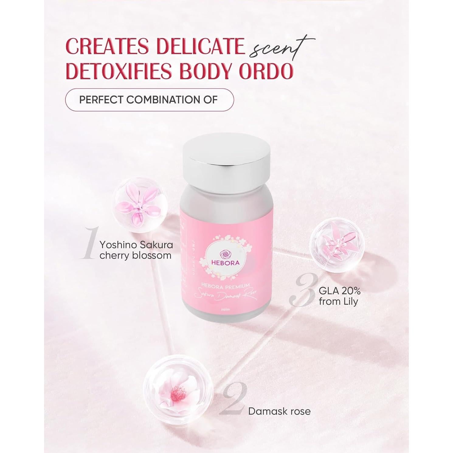 Suplemento Hebora Premium Sakura Rosa Damascena 60 gelatinas