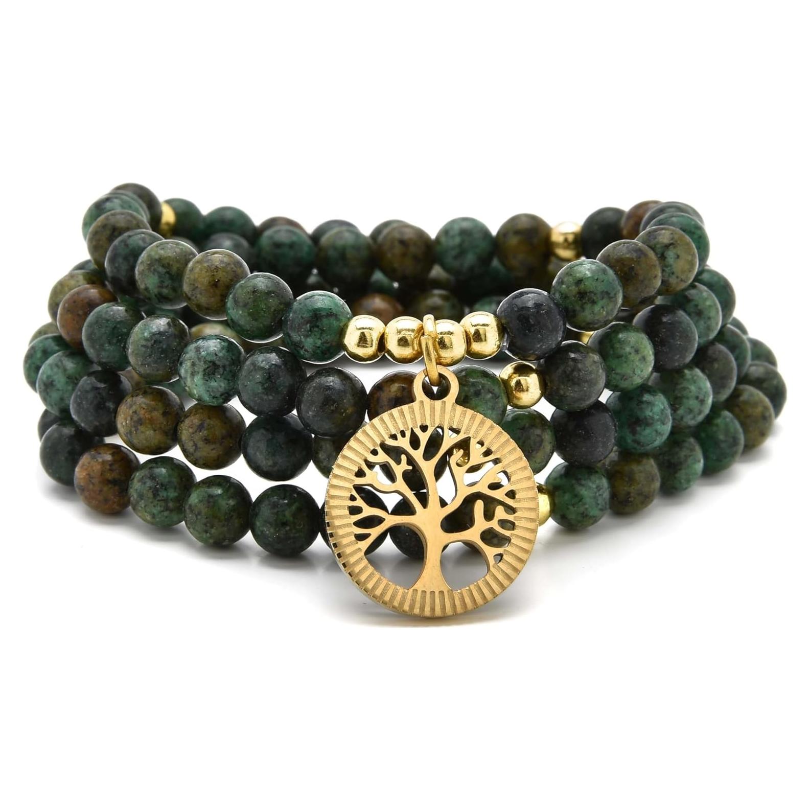 Mala de Meditación 108 Cuentas Turquesa Africana - Pulsera Collar