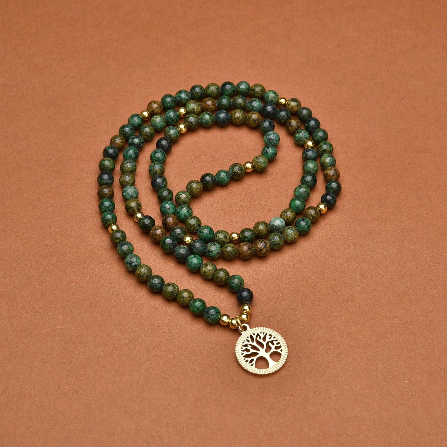 Mala de Meditación 108 Cuentas Turquesa Africana - Pulsera Collar