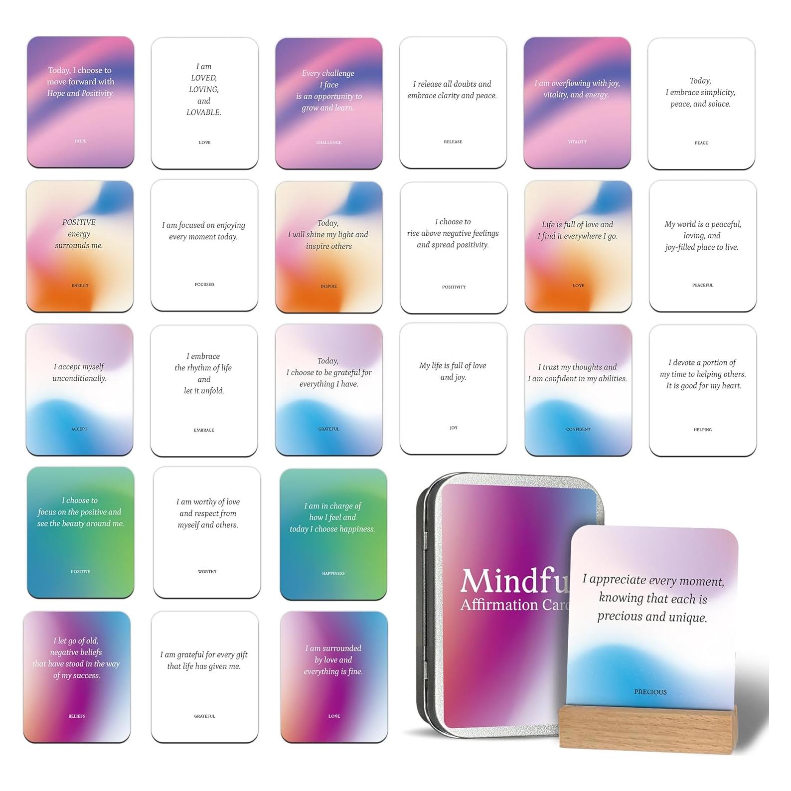 Tarjetas de Afirmación Positiva BIROYAL - 55 Tarjetas de Mindfulness