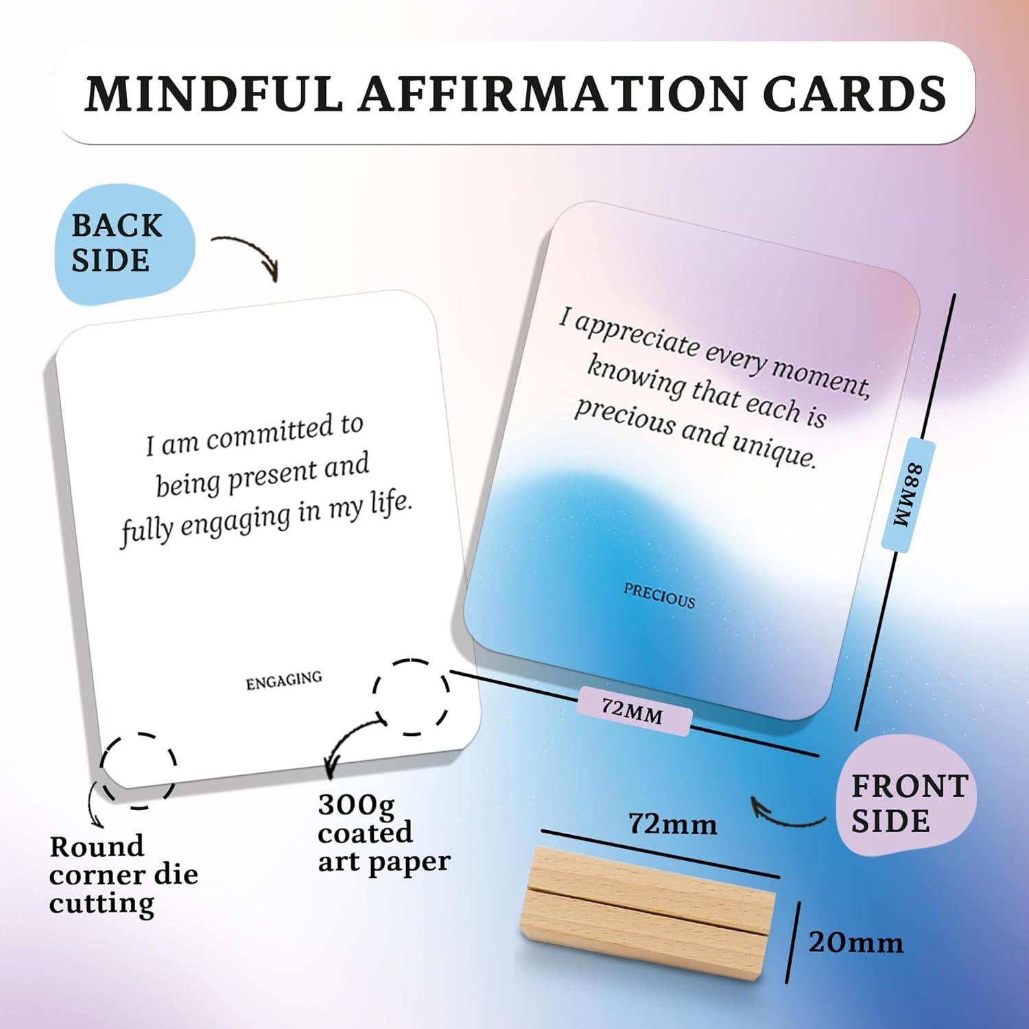 Tarjetas de Afirmación Positiva BIROYAL - 55 Tarjetas de Mindfulness