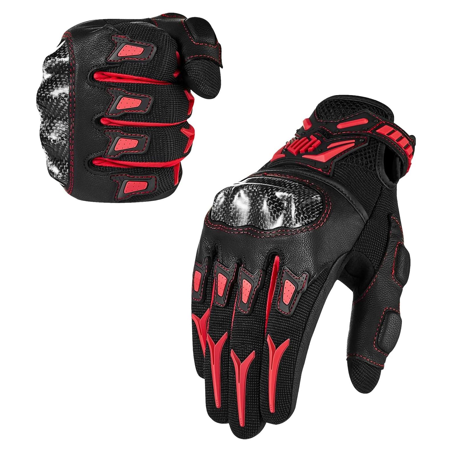 Guantes de Motocross ILM GST301 Rojo XL Táctiles y Resistentes