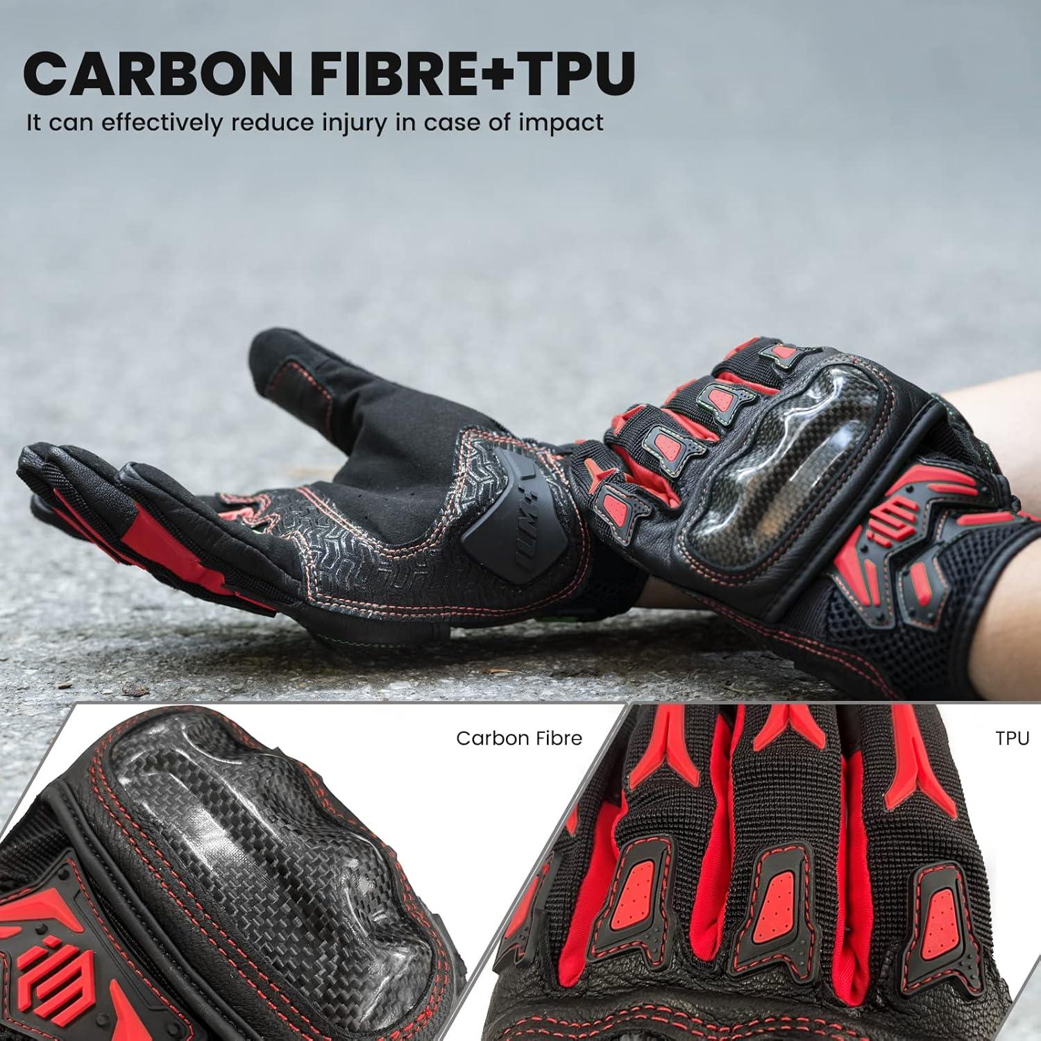 Guantes de Motociclismo ILM GST301 Rojo Táctiles y Ajustables