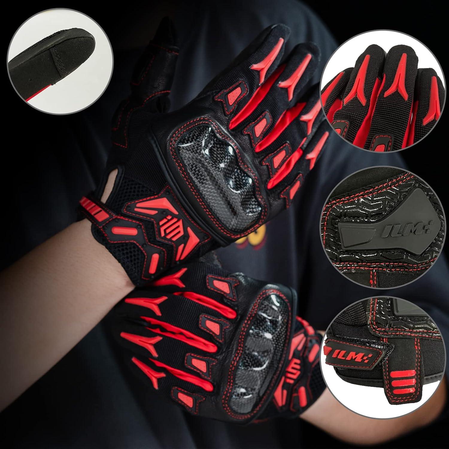 Guantes de Motocicleta ILM GST301 Rojo Táctiles y Ajustables