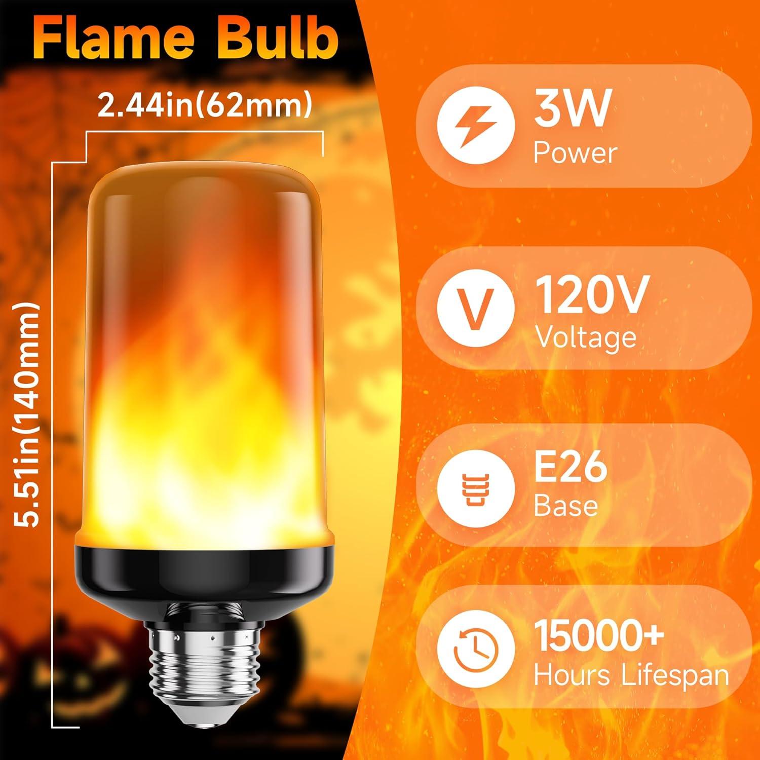 Bombillas LED de Llama Hyrion E26, 4 Modos, Paquete de 2