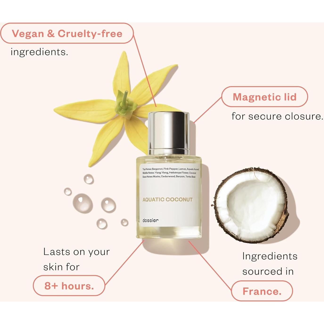 Dossier Coco Acuático 50ml - Fragancia Unisex Inspirada en Beach Walk