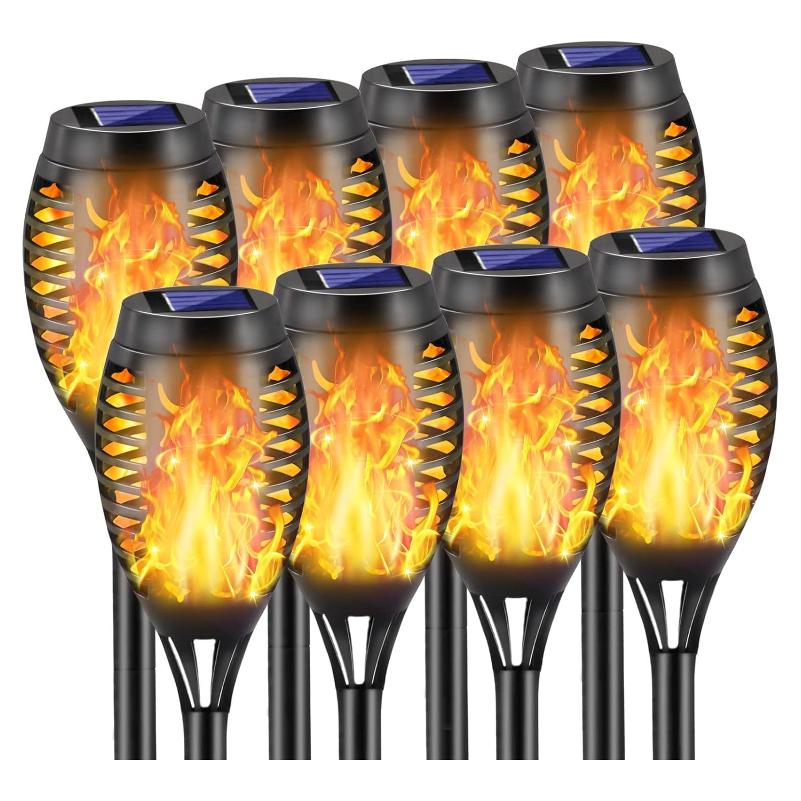 Luces de antorcha solar COCOMOX 8 LED amarillas decorativas