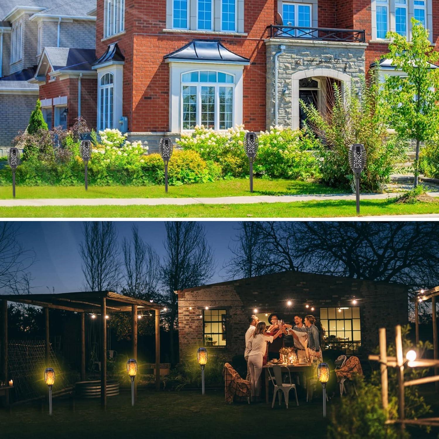 Luces de antorcha solar COCOMOX 8 LED amarillas decorativas