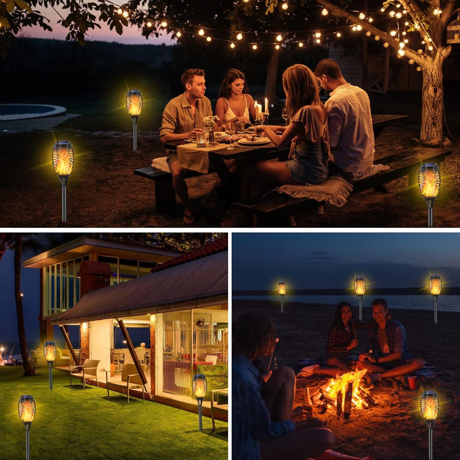 Luces de antorcha solar COCOMOX 8 LED amarillas decorativas