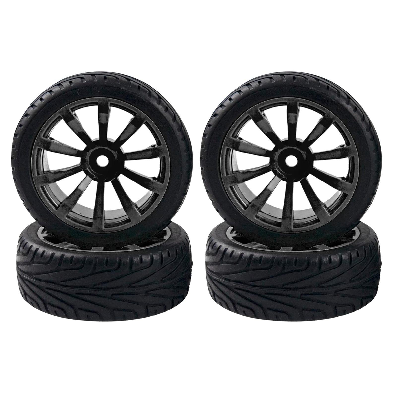 Ruedas de 10 Radios HIRCQOO 12 mm Neumáticos Goma RC 1/10