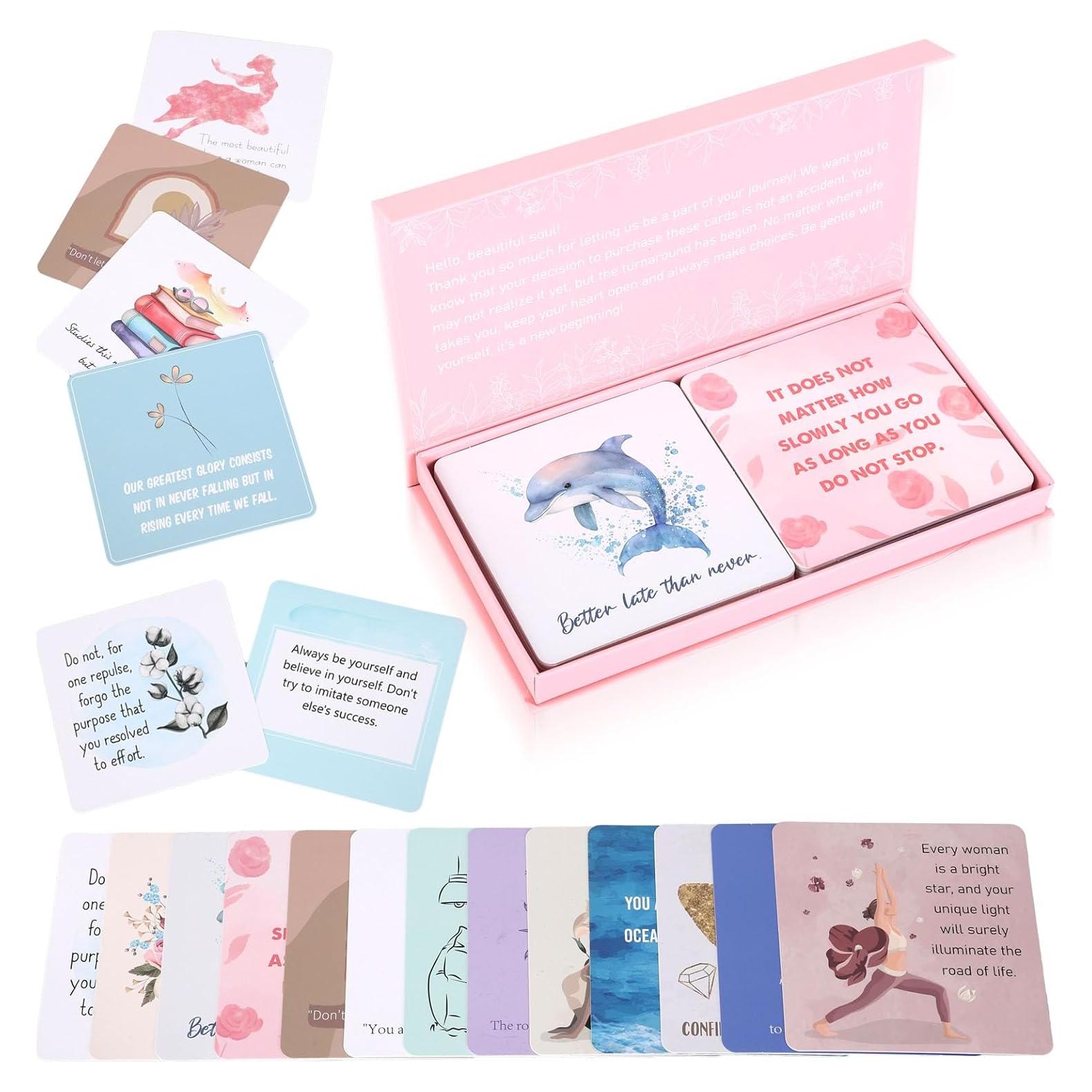 Tarjetas de Afirmación Lyuzecheean - 50 Tarjetas Motivacionales Rosa