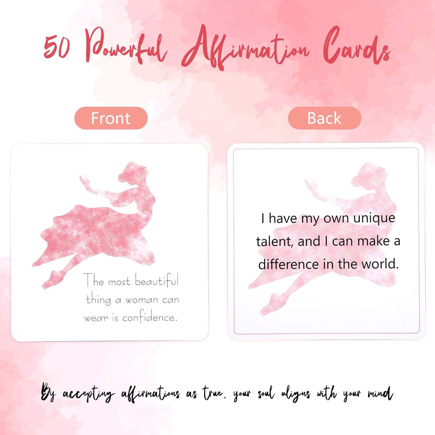 Tarjetas de Afirmación Lyuzecheean - 50 Tarjetas Motivacionales Rosa