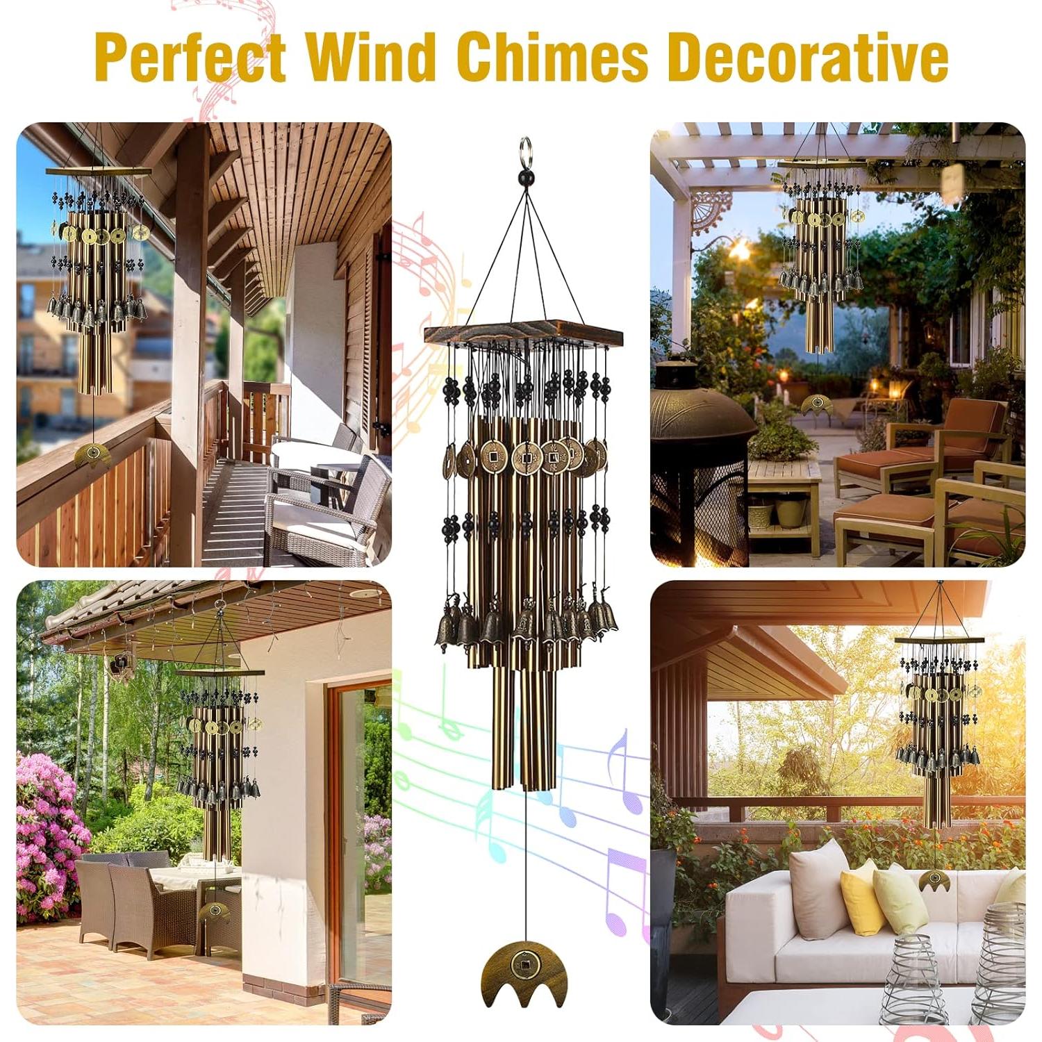 Campanas de Viento YLYYCC 76 cm con 24 Tubos de Cobre y 16 Campanas