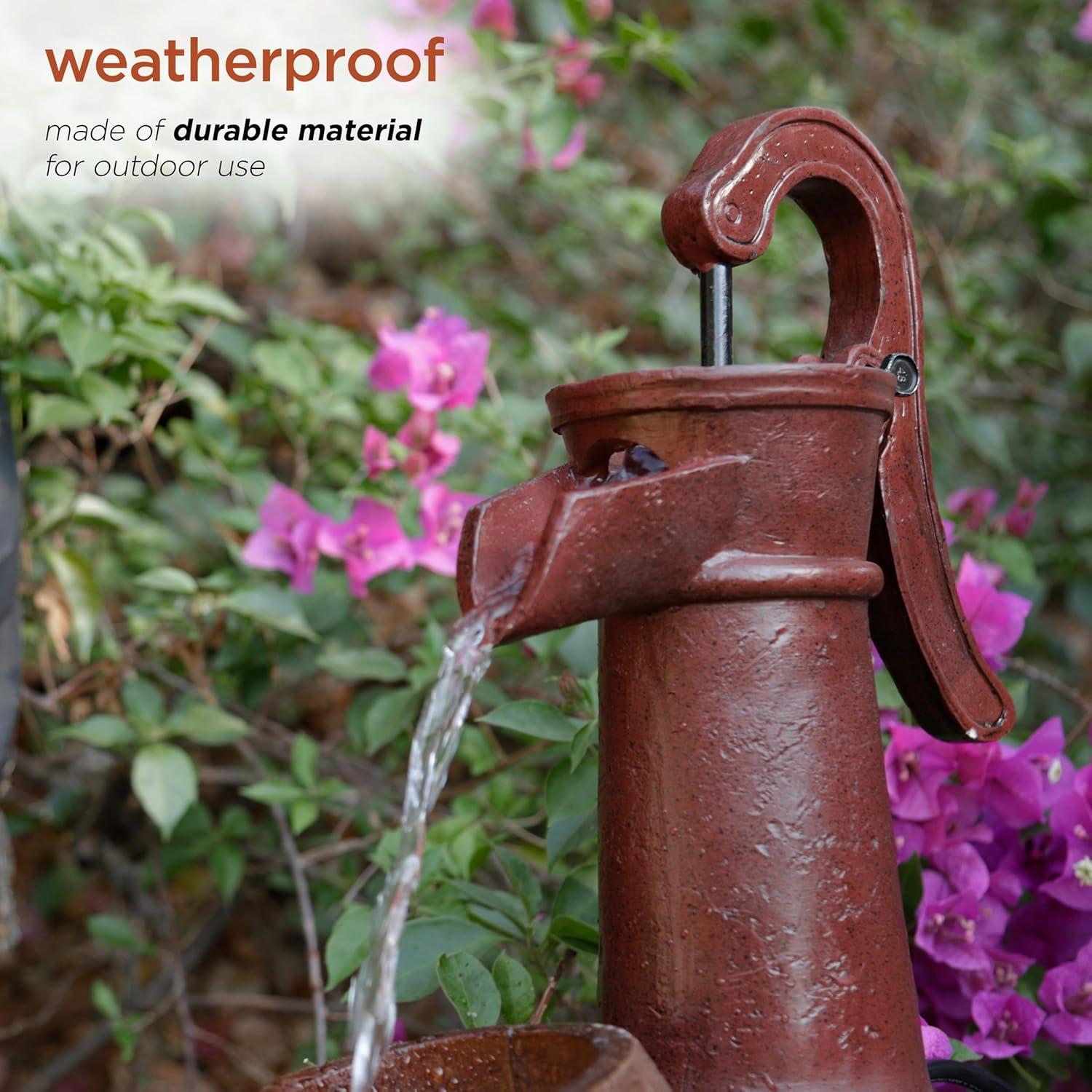 Fuente de Jardín Vintage Alpine 58.4 cm con Carretilla y Bomba