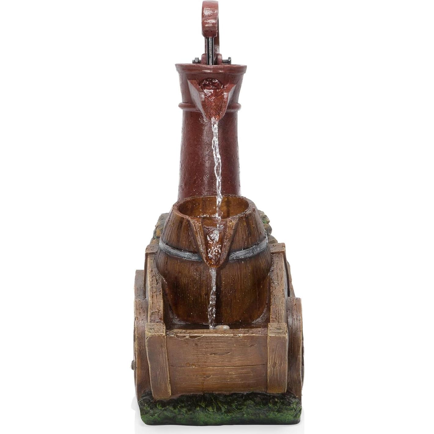 Fuente de Jardín Vintage Alpine 58.4 cm con Carretilla y Bomba