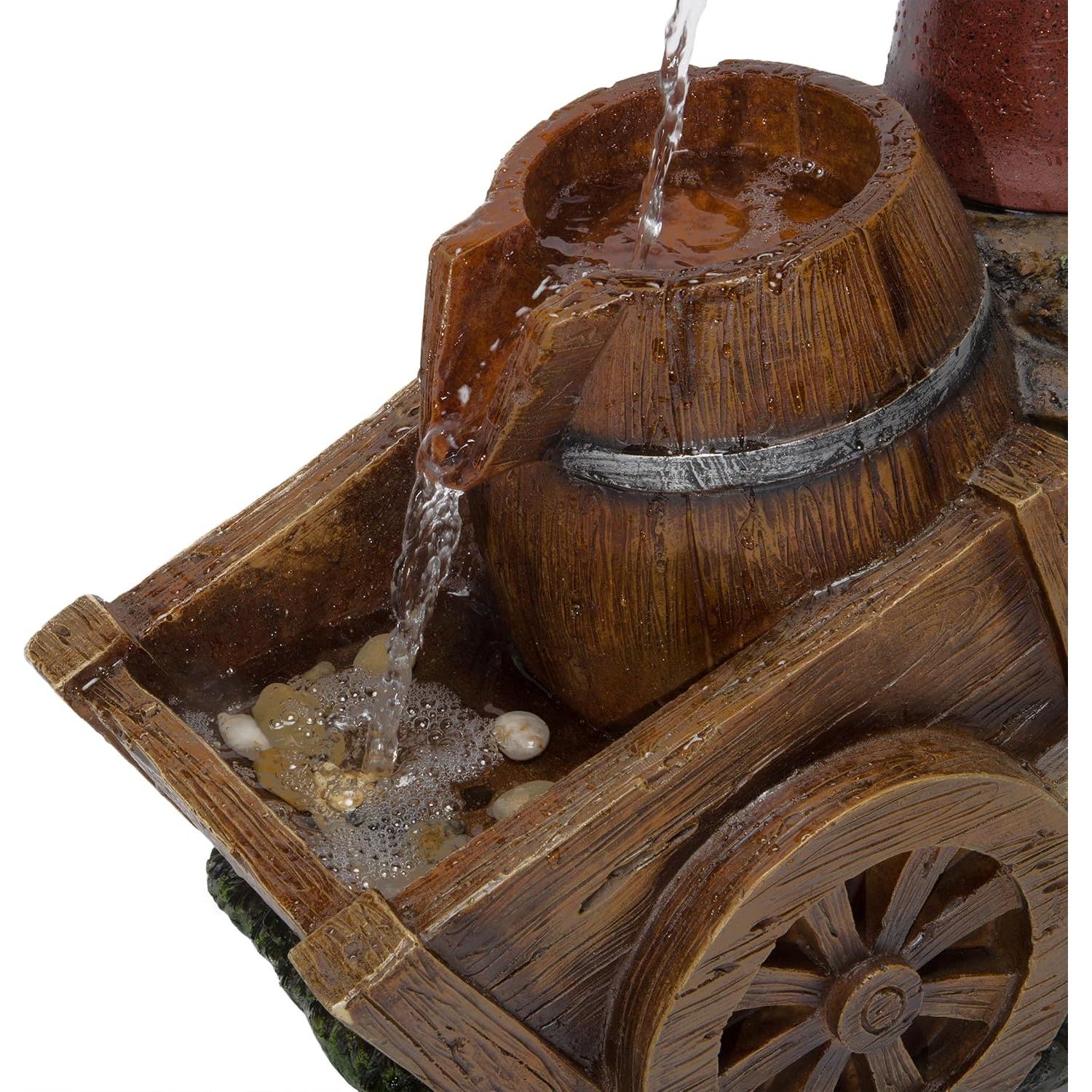 Fuente de Jardín Vintage Alpine 58.4 cm con Carretilla y Bomba