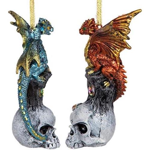 Adornos Navideños Dragones Skull Hollow - 2 Piezas 11.43 cm