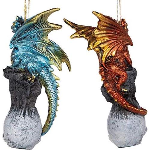 Adornos Navideños Dragones Skull Hollow - 2 Piezas 11.43 cm