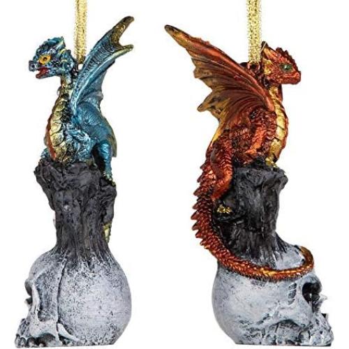 Adornos Navideños Dragones Skull Hollow - 2 Piezas 11.43 cm