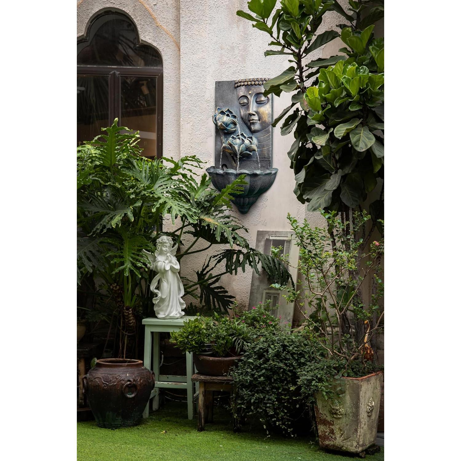 Fuente de Agua Zen Buda ChengPin 82 cm Resina Negra