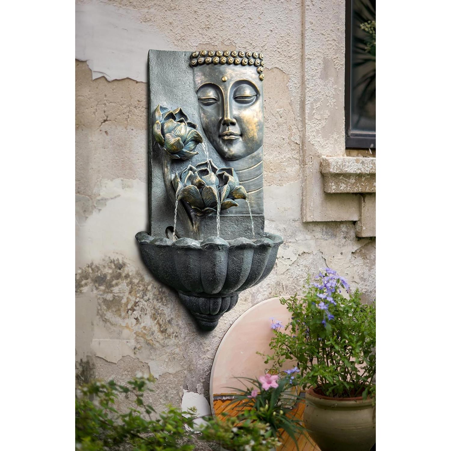 Fuente de Agua Zen Buda ChengPin 82 cm Resina Negra