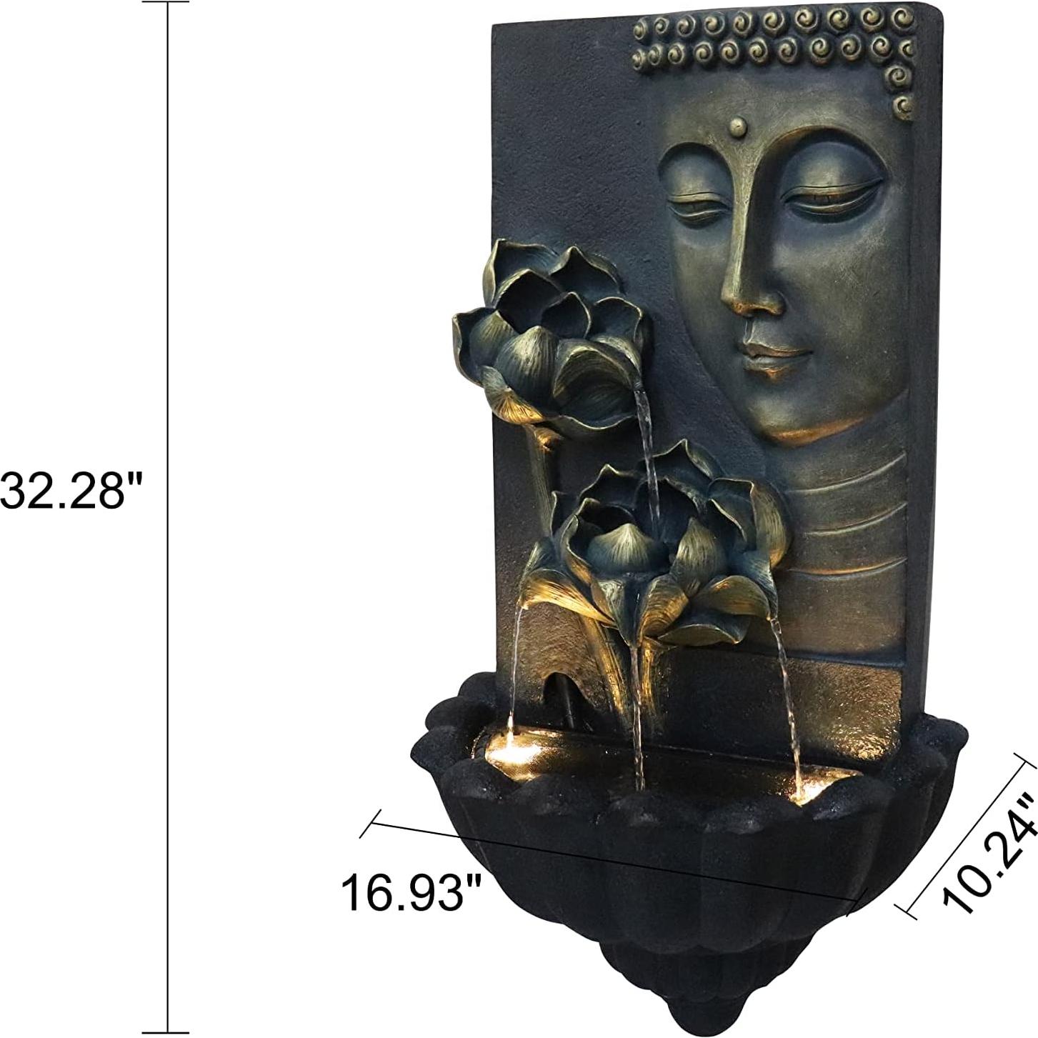Fuente de Agua Zen Buda ChengPin 82 cm Resina Negra