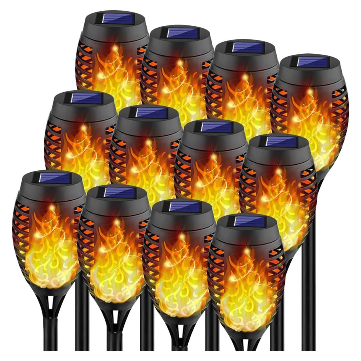 Kurifier 12 Luces Solares Antorcha LED Naranja Decorativas