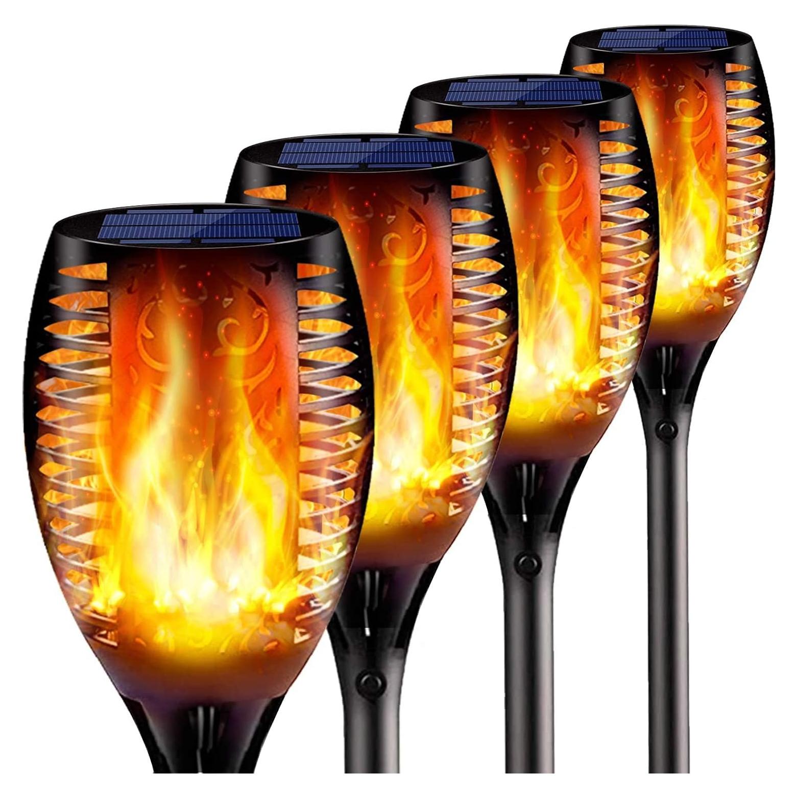 4 Luces de Antorcha Solar New Huing 109 cm 96 LED Jardín