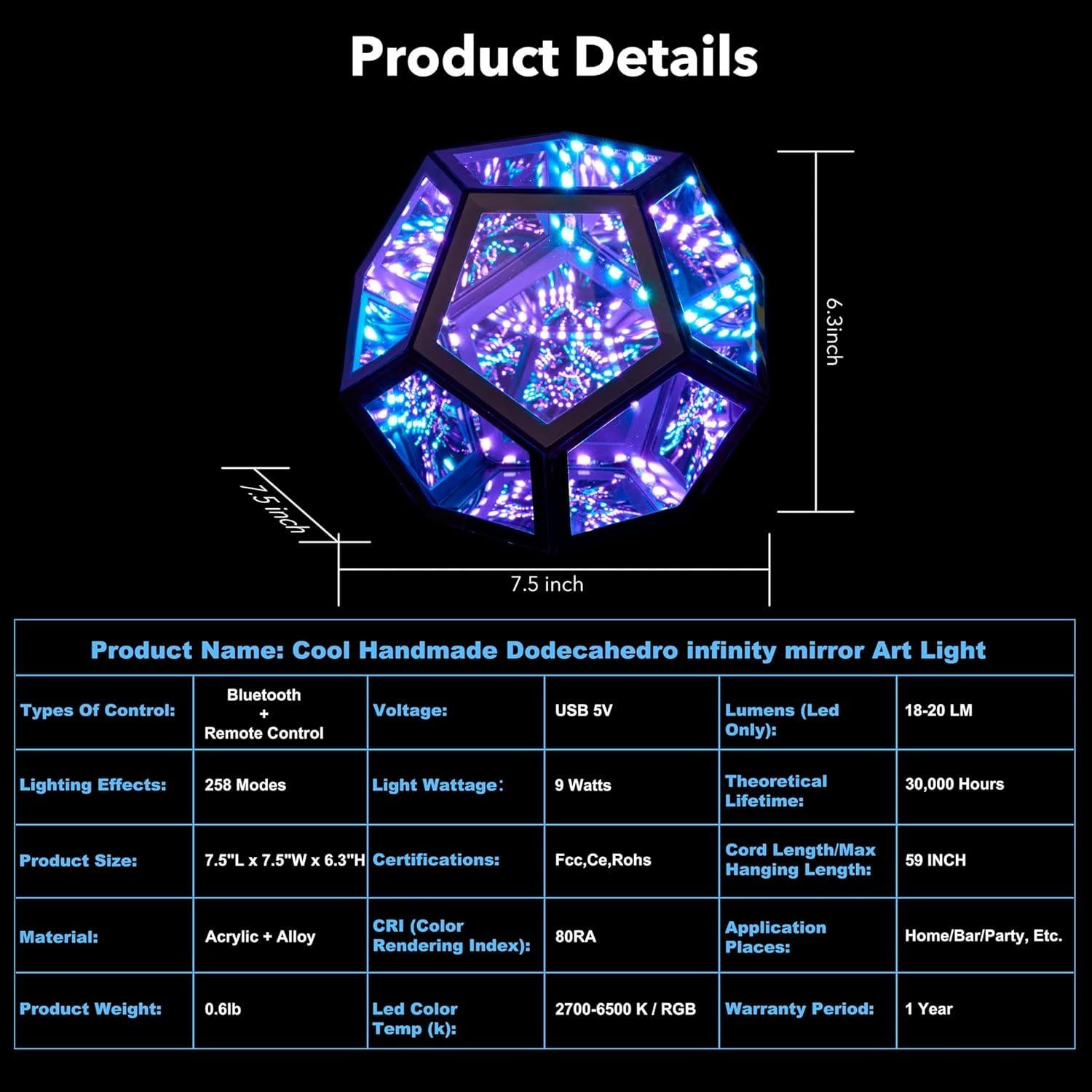 Lámpara de Mesa LED RGBW Dodecaédrica E.P. LIGHT 19.1cm