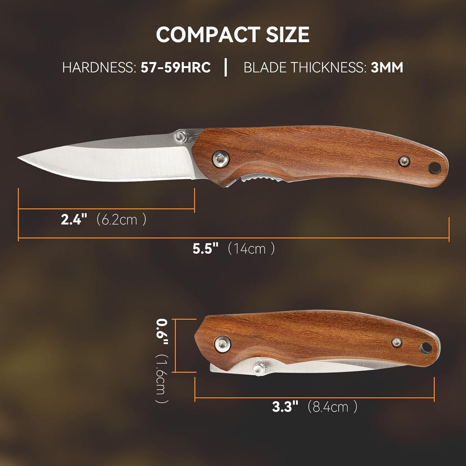 Cuchillo de Bolsillo BARRYSAIL Plegable 6.1 cm Mango Madera