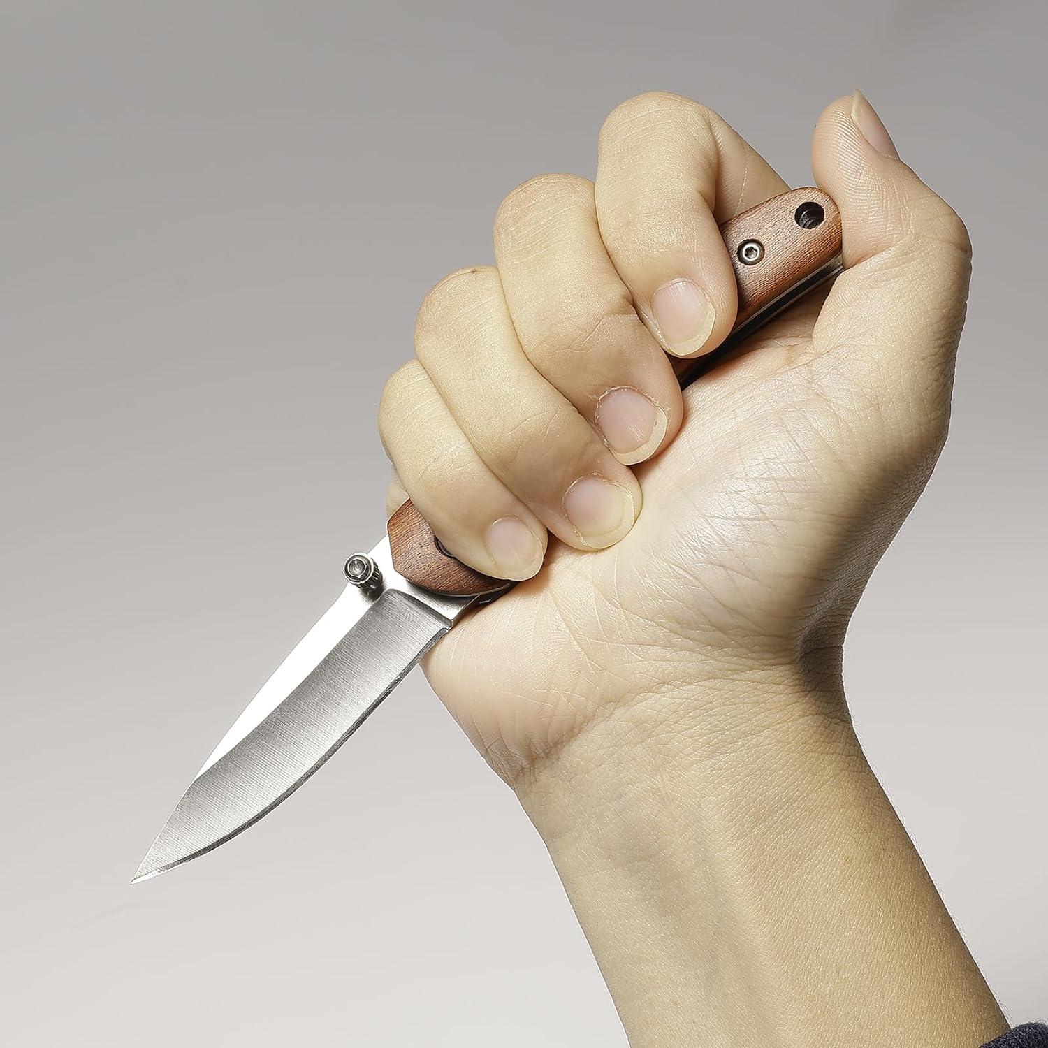 Cuchillo de Bolsillo BARRYSAIL Plegable 6.1 cm Mango Madera