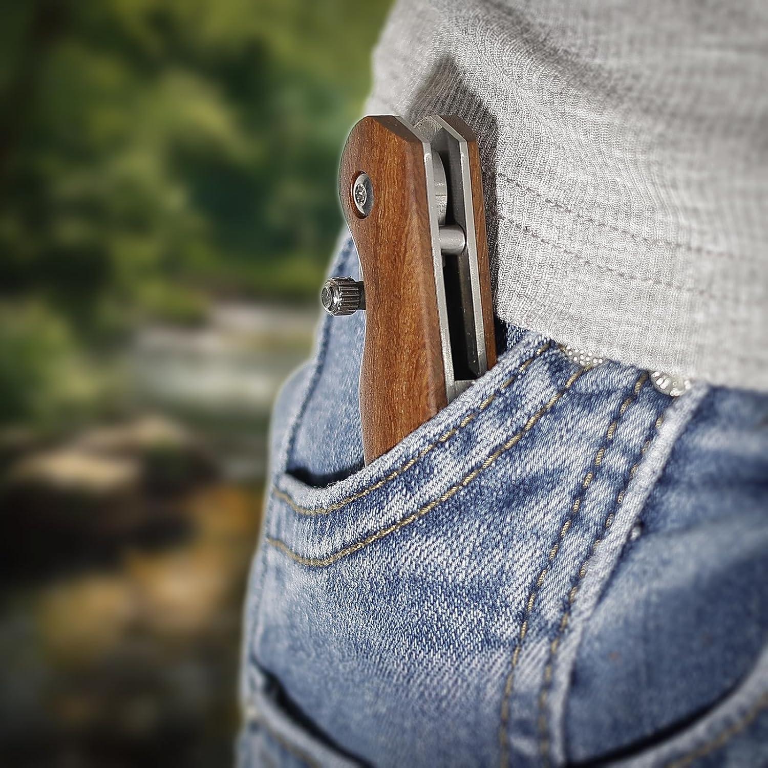 Cuchillo de Bolsillo BARRYSAIL Plegable 6.1 cm Mango Madera