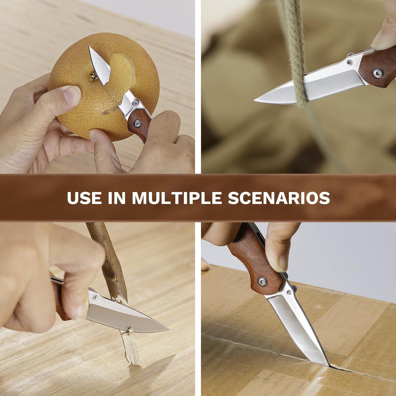 Cuchillo de Bolsillo BARRYSAIL Plegable 6.1 cm Mango Madera