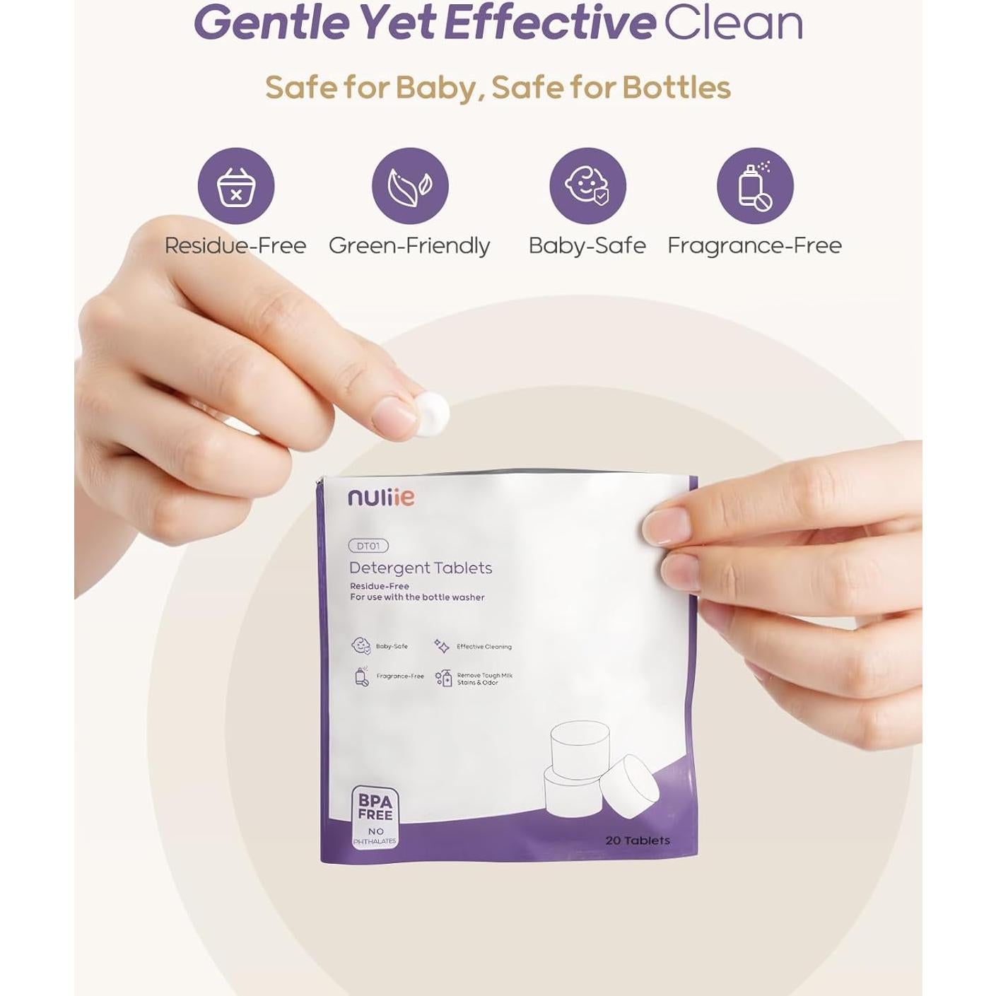 Tabletas de detergente Nuliie 130 unidades para limpieza de botellas