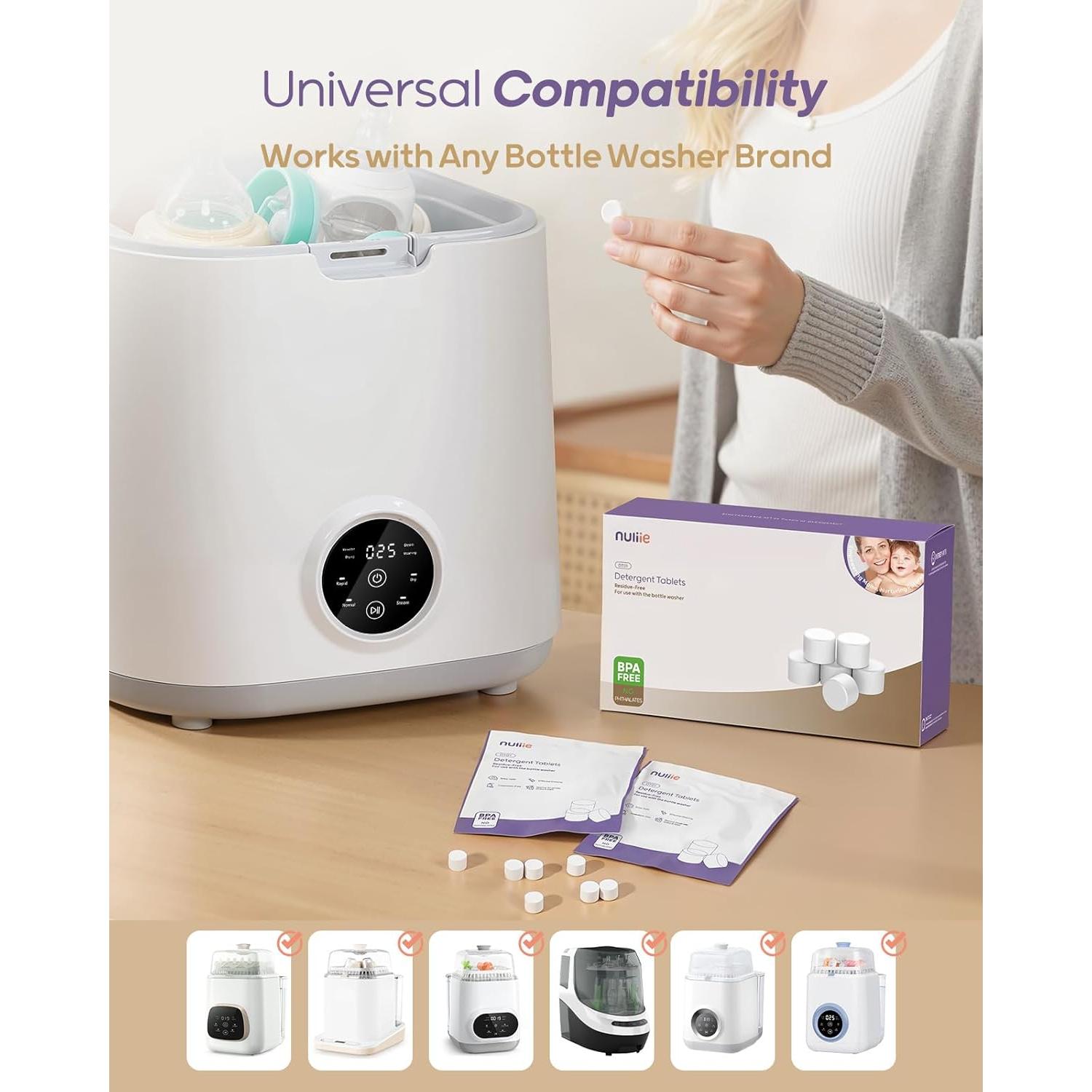 Tabletas de detergente Nuliie 130 unidades para limpieza de botellas
