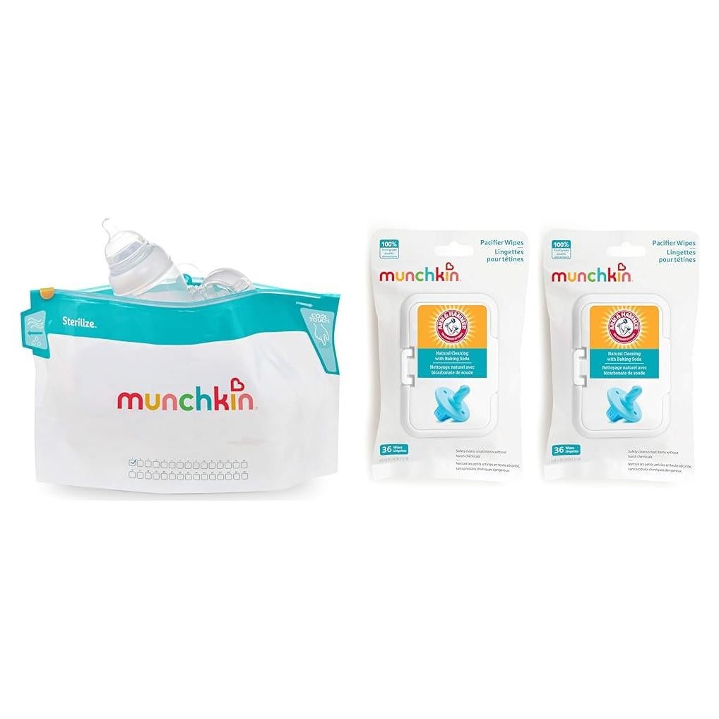 Paquete de 6 bolsas esterilizadoras Munchkin + 72 toallitas Arm & Hammer