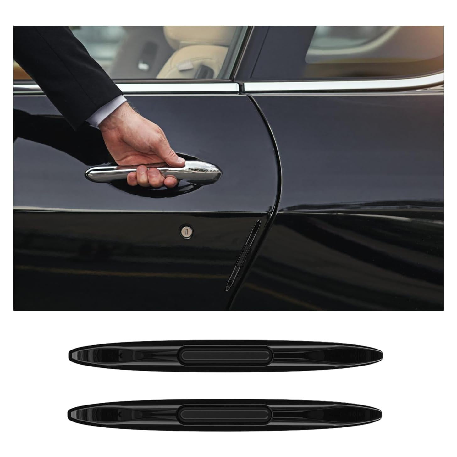 2 Protectores de Bisel de Puerta de Auto Sylvil Negro Universal