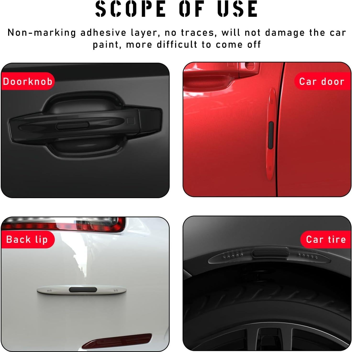 2 Protectores de Bisel de Puerta de Auto Sylvil Negro Universal